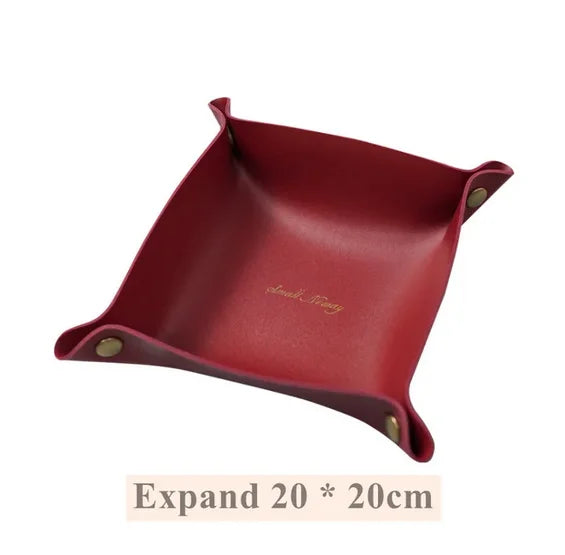 Desktop finishing PU leather storage box