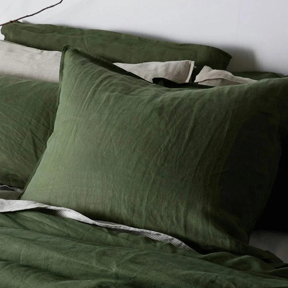 Set of 2 100%Linen Soft Breathable Pillowcase Decorative Square