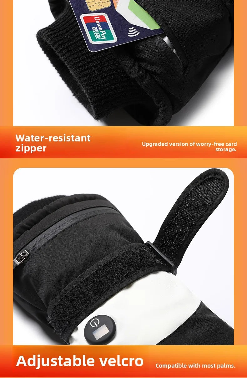 2025 Smart Heated Ski Gloves USB Recharge 3-Heat Carbon Fiber Waterproof