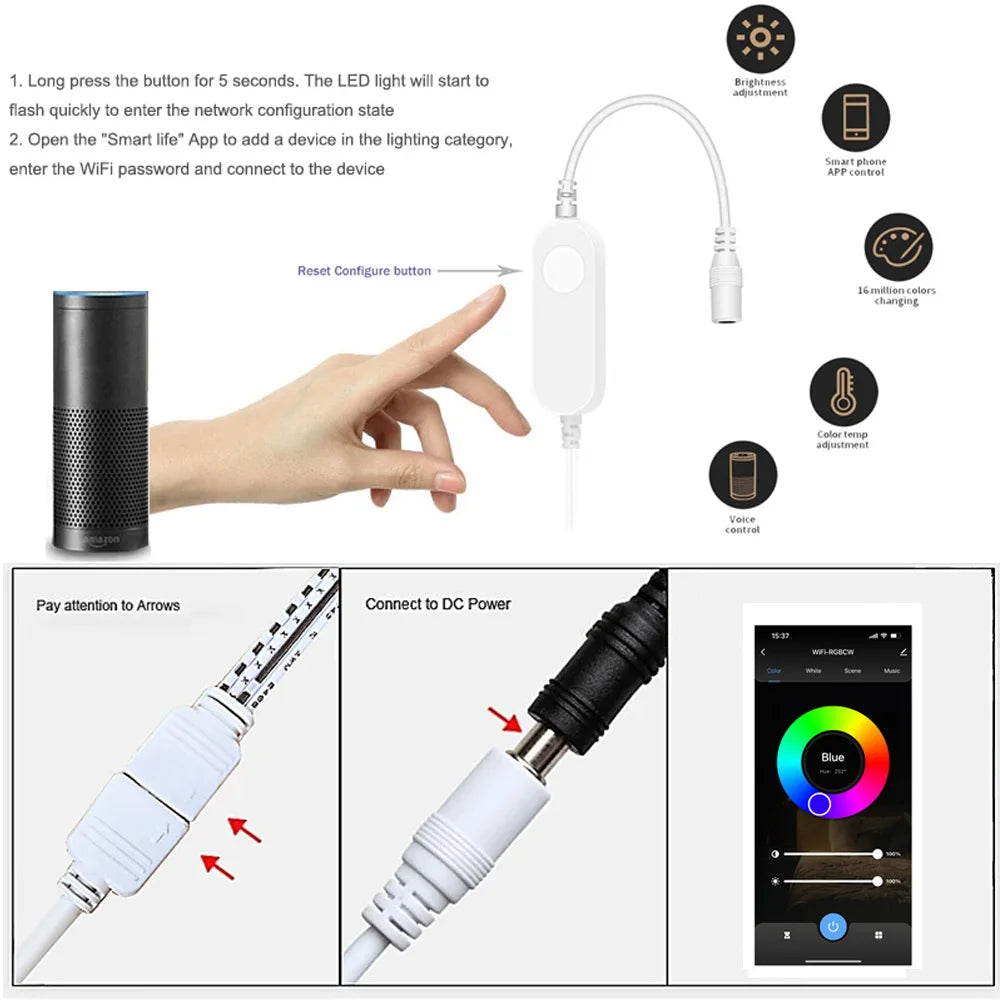 DC12V Tuya WIFI RGB LED Under Cabinet Light Dimmable Puck Light Festival