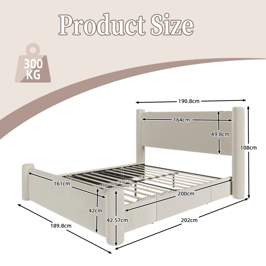 LVHOM Modern 140x200 cm Bed Frame