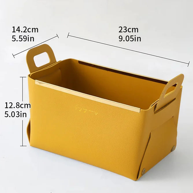 Desktop finishing PU leather storage box