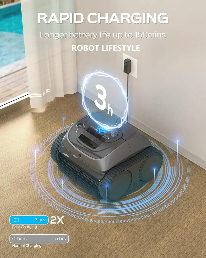 Wireless Robotic Swimming Pool Cleaner WYBOT C1 APP Control Clean Floor Wall