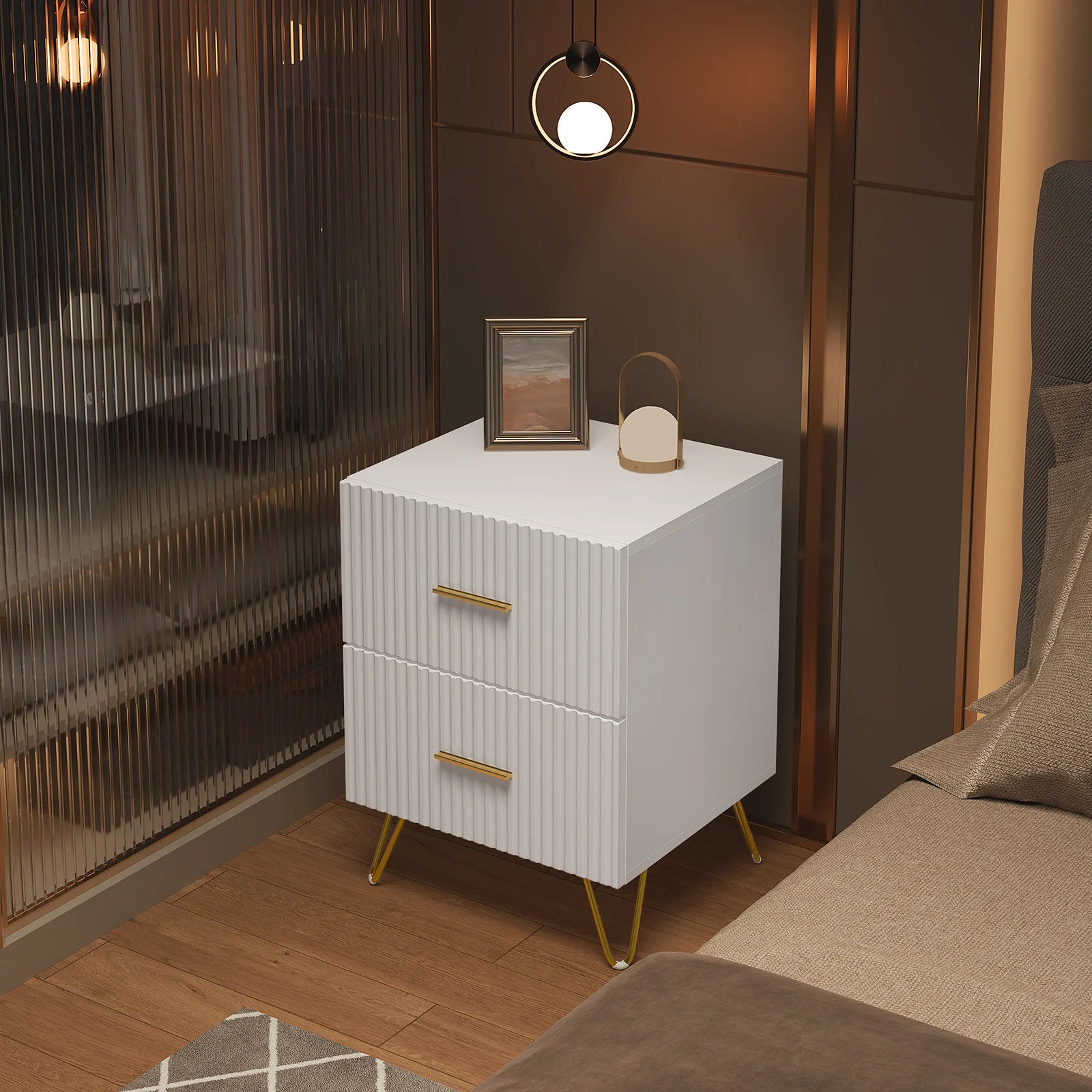 WOLTU Bedside Table Bedside Cabinet 2 Drawers Nightstand