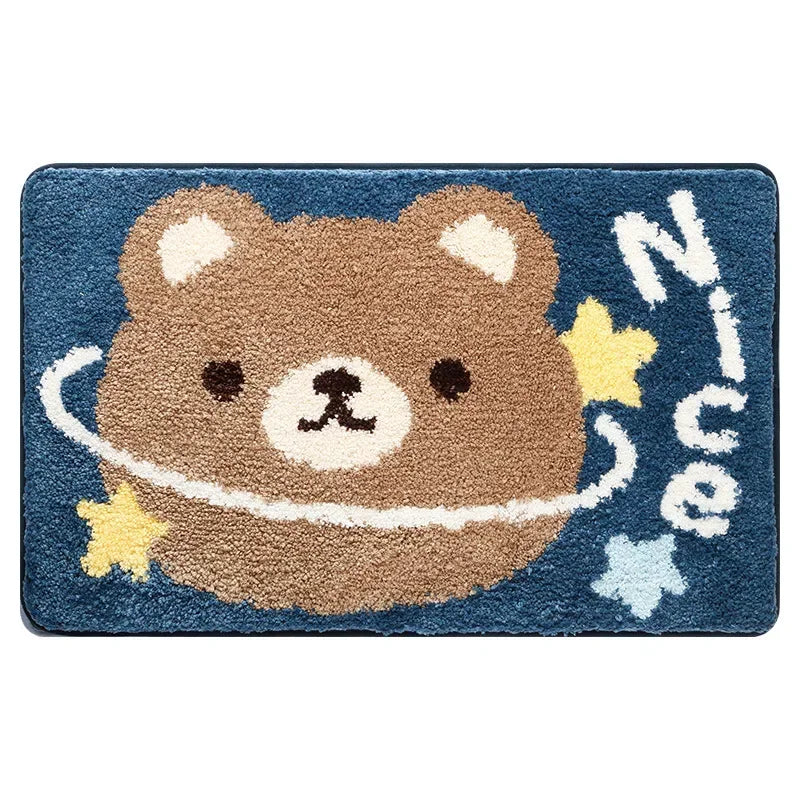 Frog and Bear Flocking Bath Mat Home Decoration Door Mat