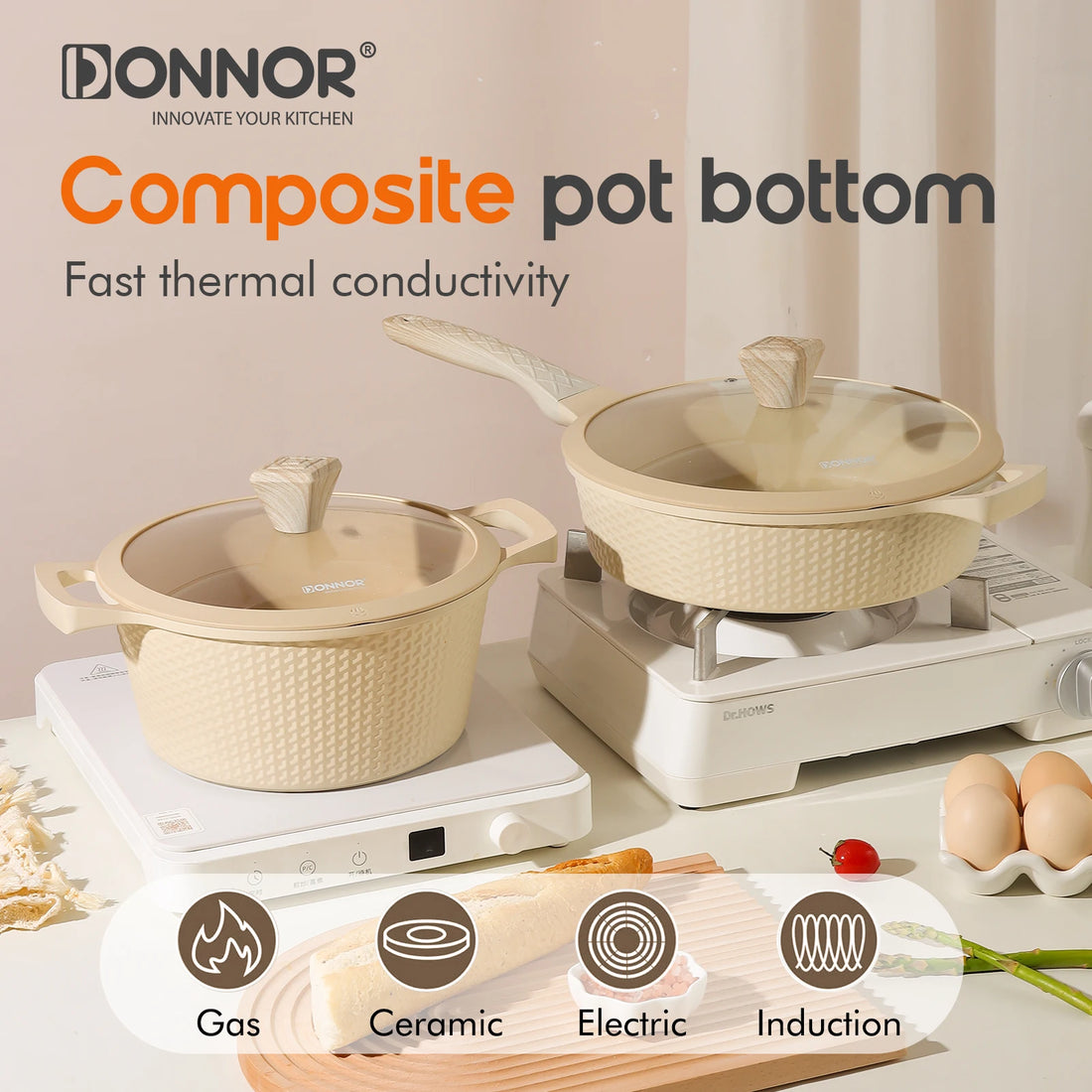 DONNOR Induction Cookware Set - Cookware Set with Lid