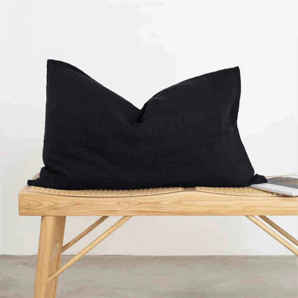 Set of 2 100%Linen Soft Breathable Pillowcase Decorative Square