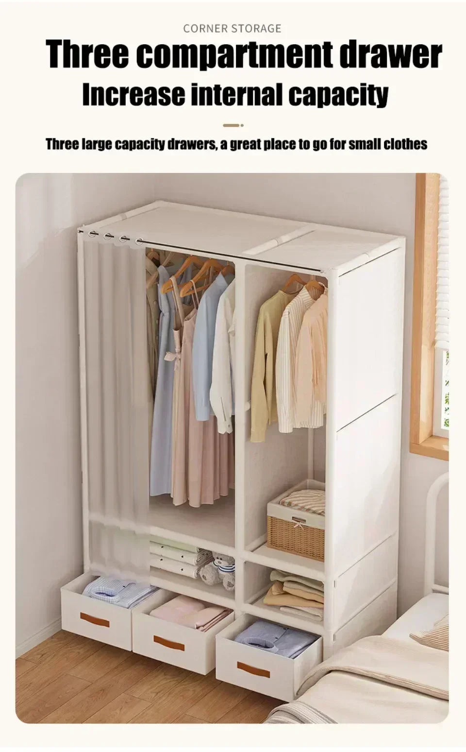 Wardrobe for HomeUse Bedroom Simple and LargeCapacityFabric Cabinet