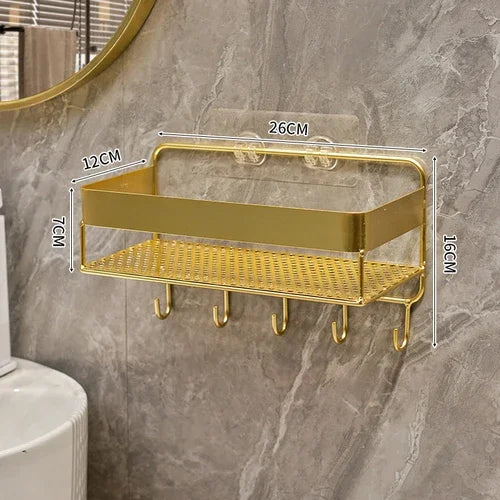 Gold storage rack bathroom storage rack wall mounted
