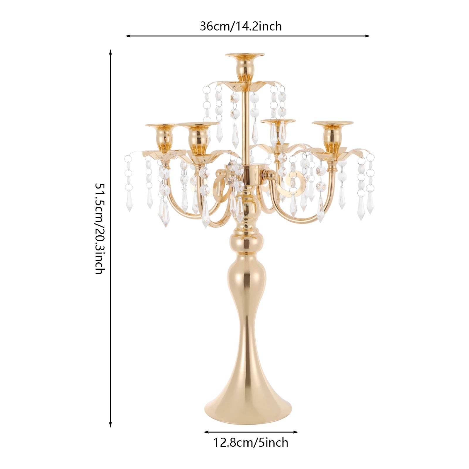 4Pcs 5-Arm Vintage Candle Holders 20in Black