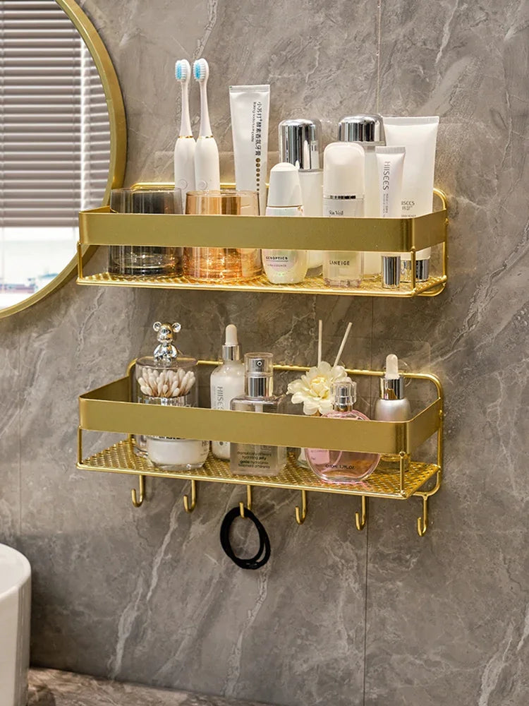 Gold storage rack bathroom storage rack wall mounted