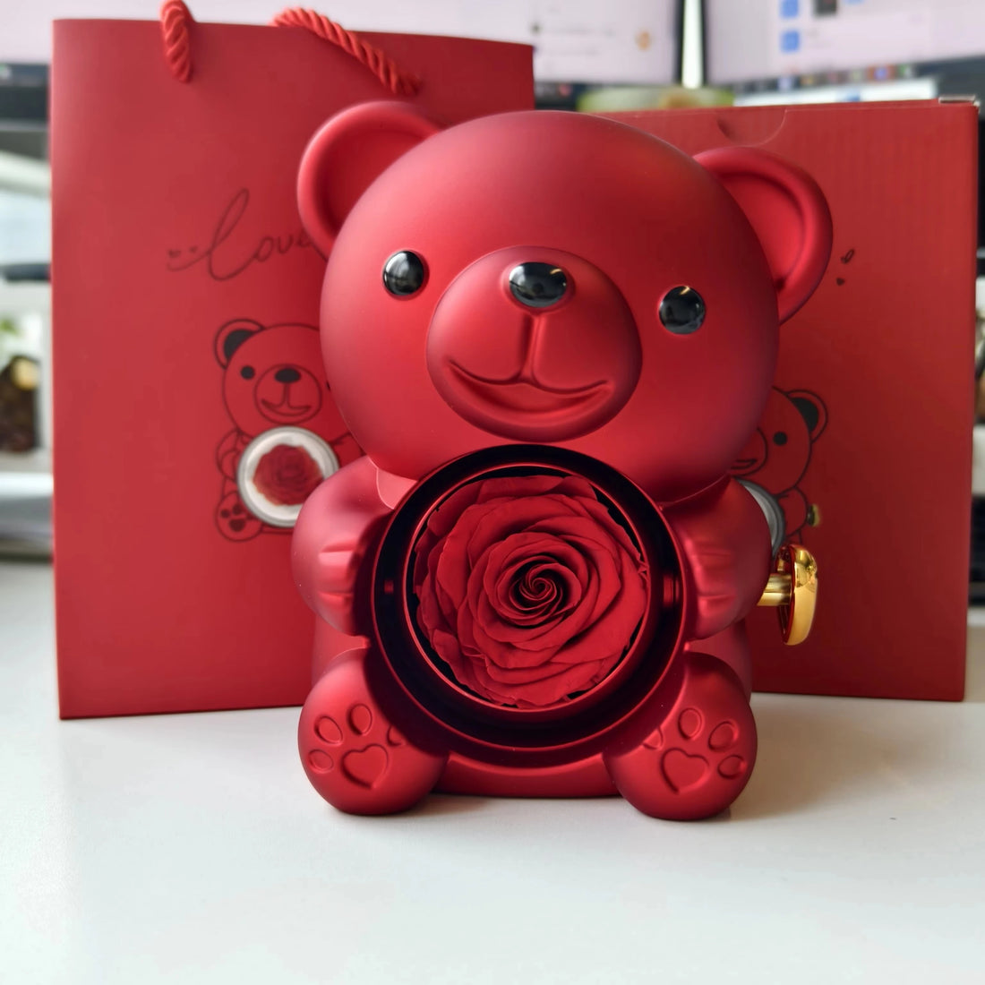 2025 Hot Eternal Rose Teddy Bear Gift Box with Custom Necklace Jewelry Set