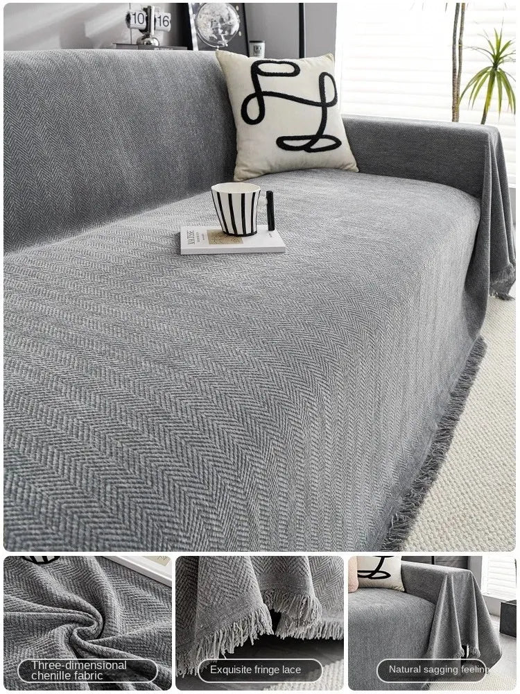 Cream Style Chenille Sofa Cover Sofa Towel Four Seasons