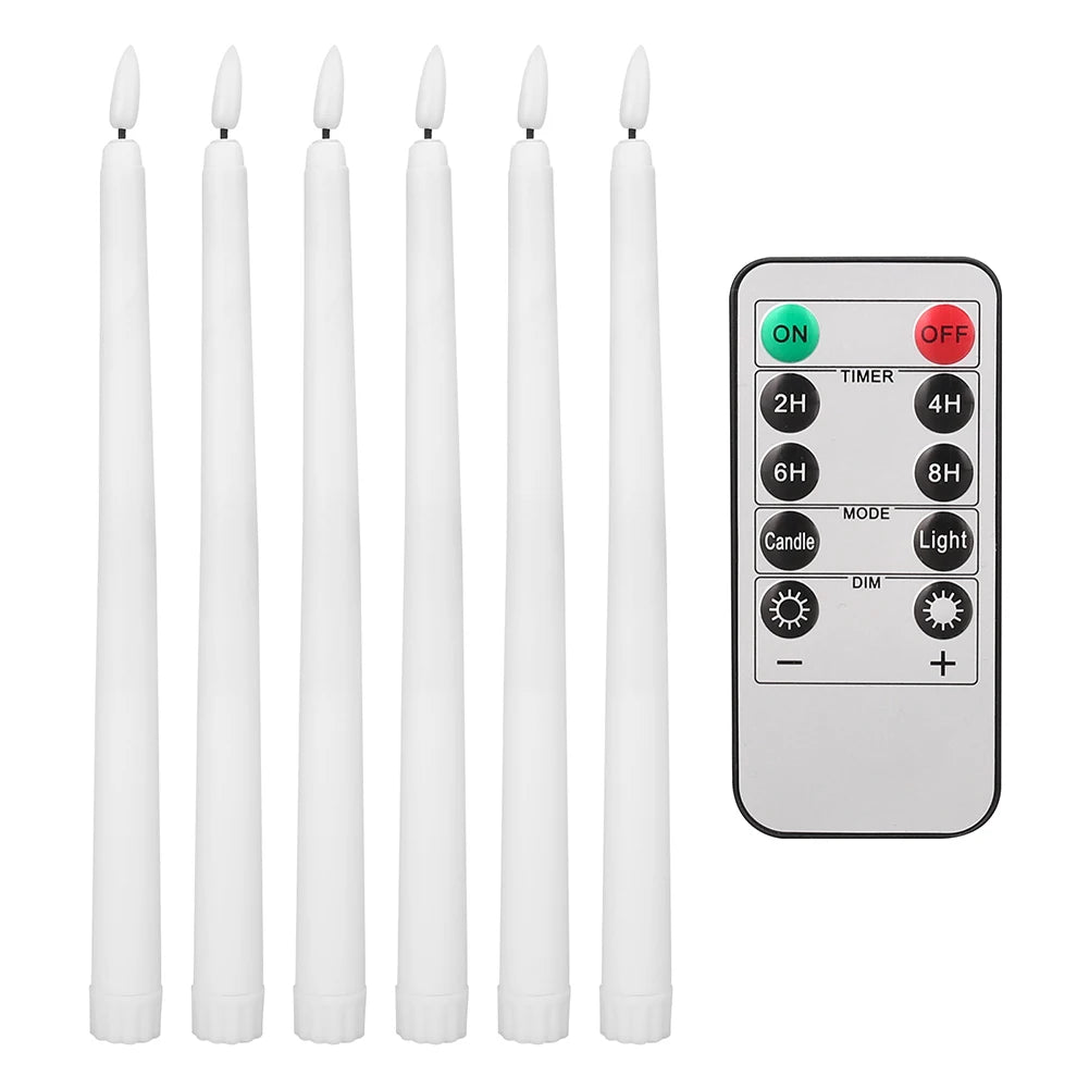LED Flameless Taper Candles Flickering with 10-Key Remote