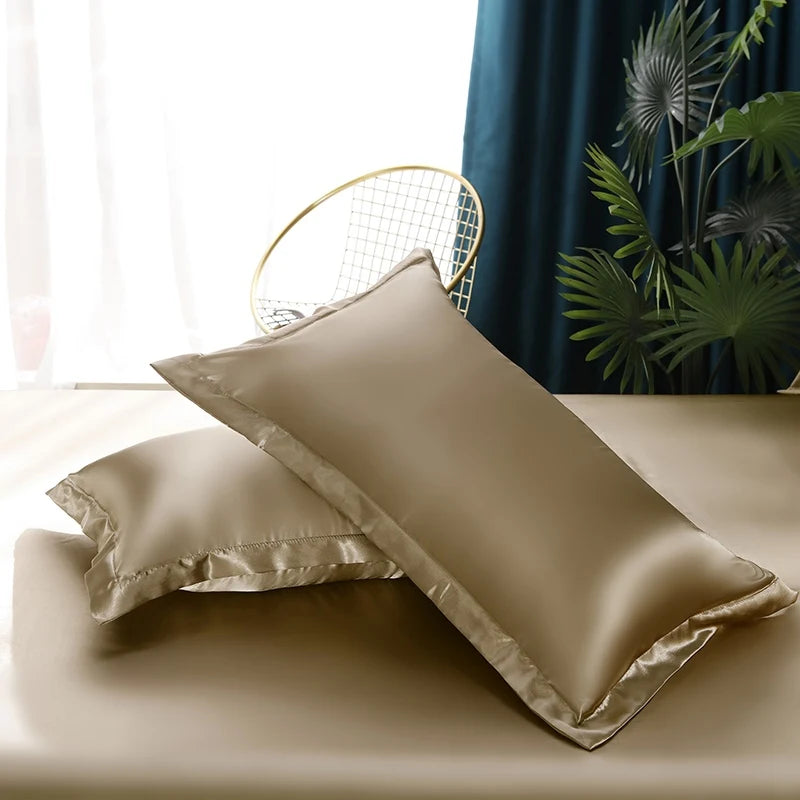 Silk Bedding Set with Duvet Cover Bed Sheet Pillowcase Luxury