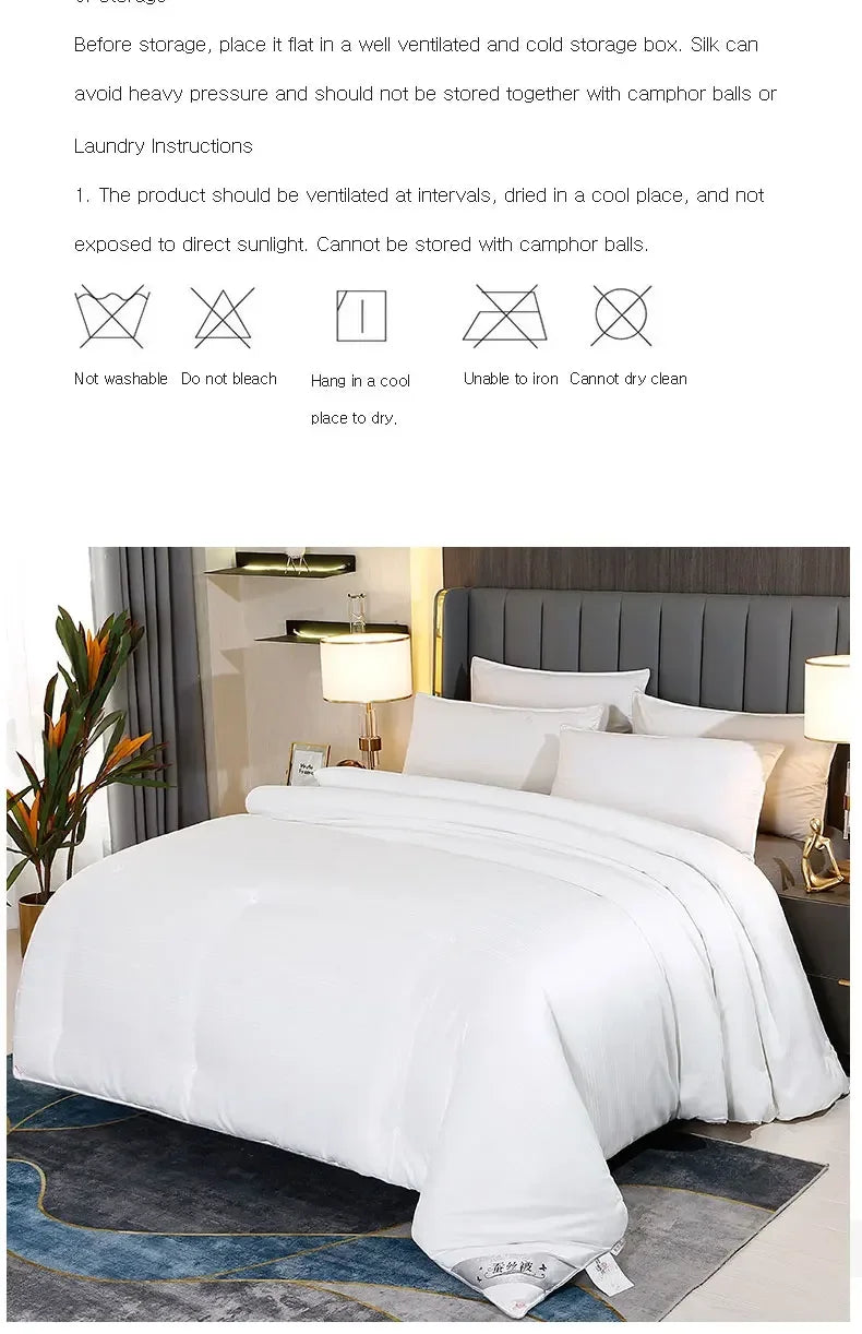 Natural Mulberry Silk Duvet Luxury Queen King Size Comforter