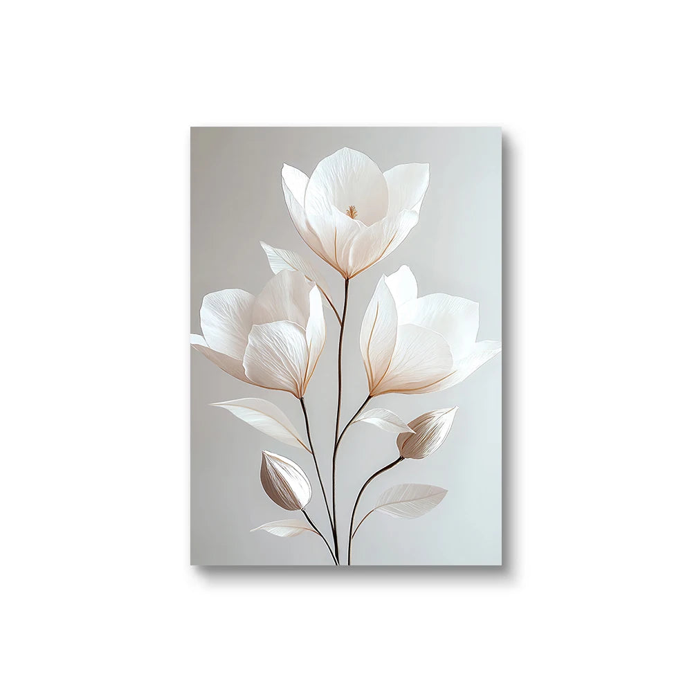 1PC/3PCS Frameless Nordic Beige Peony Flowers Canvas Painting
