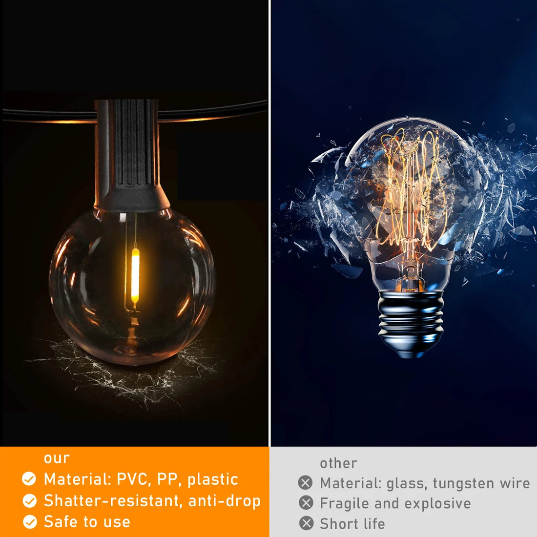 Solar G40 Outdoor String Lights with Remote Controls LED