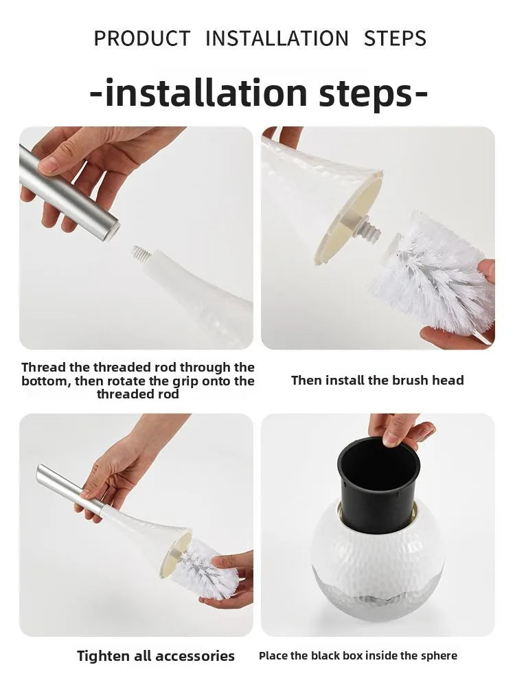 Premium Long Handle Toilet Brush with Holder