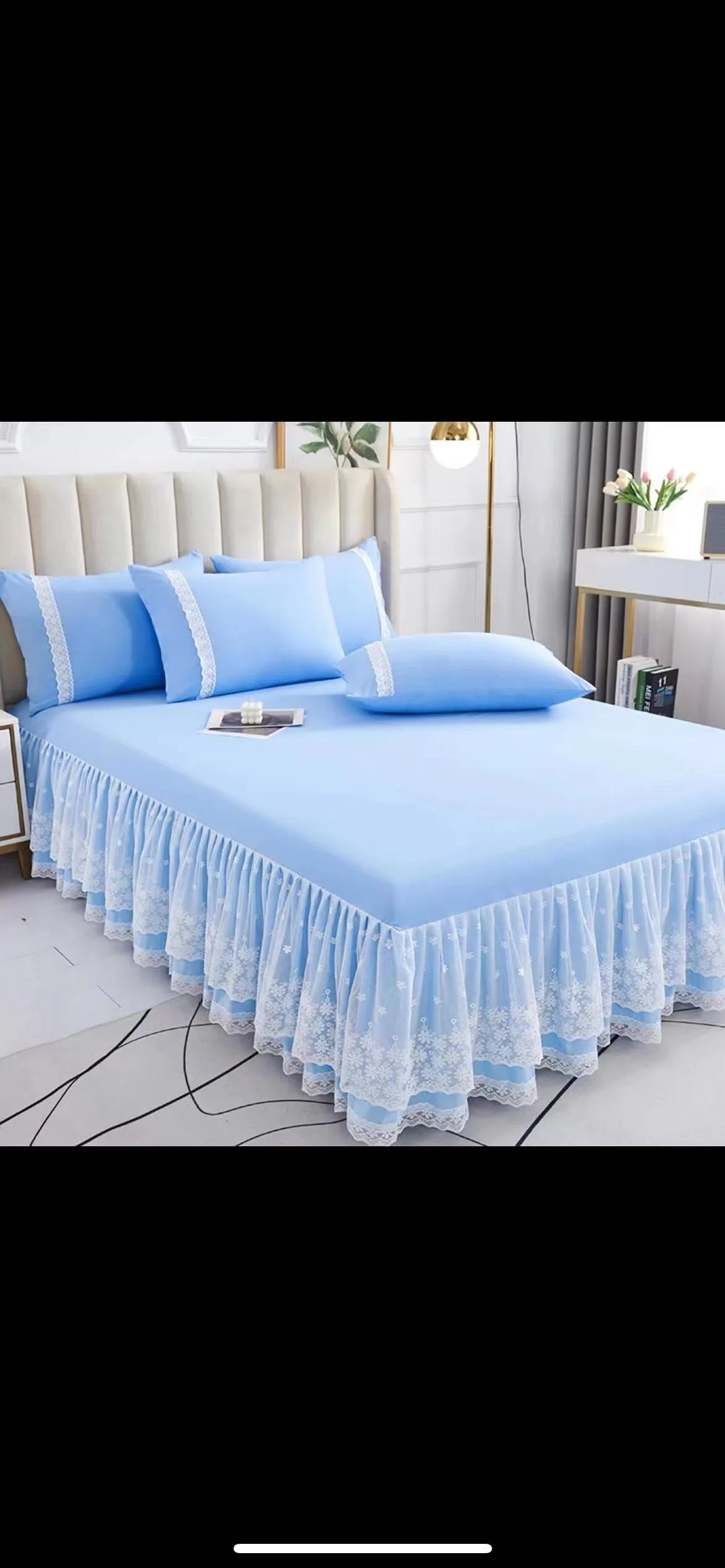New 3 Layers Bed Skirt Lace Ruffled Bed Skirt Couvre Lit Bedroom Bed Cover