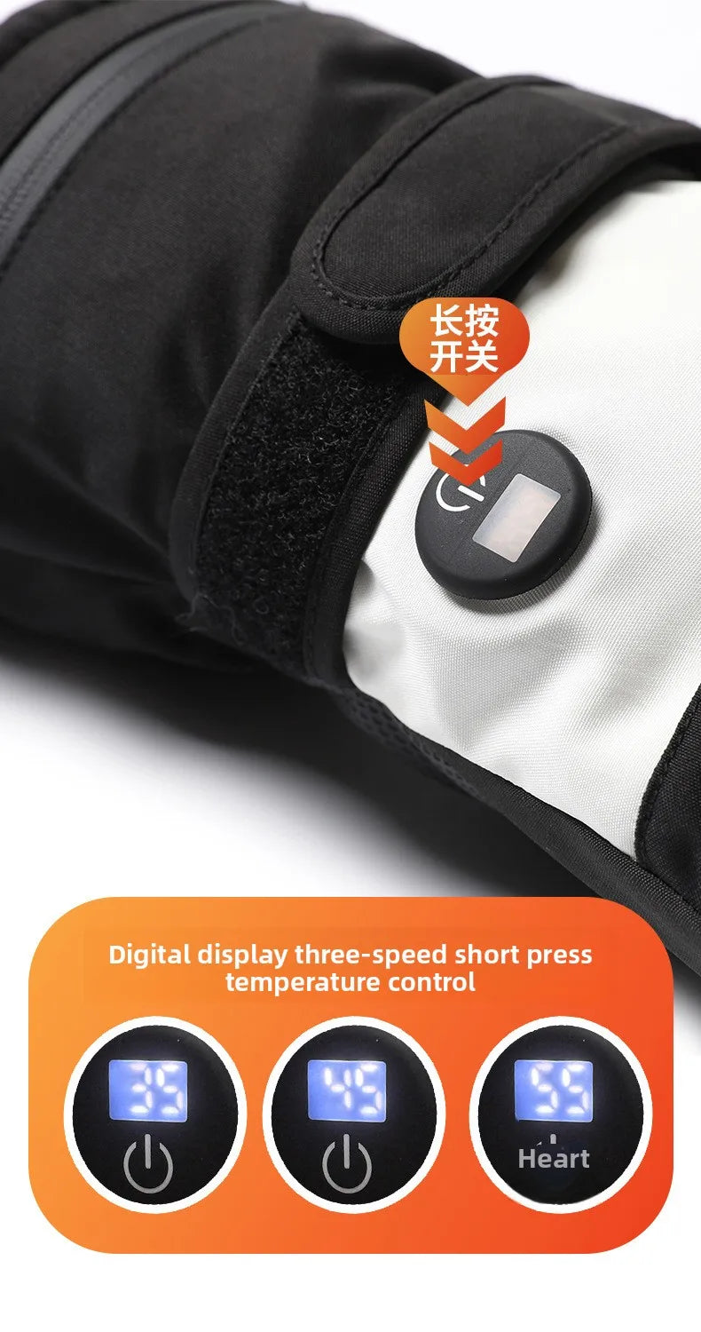 2025 Smart Heated Ski Gloves USB Recharge 3-Heat Carbon Fiber Waterproof