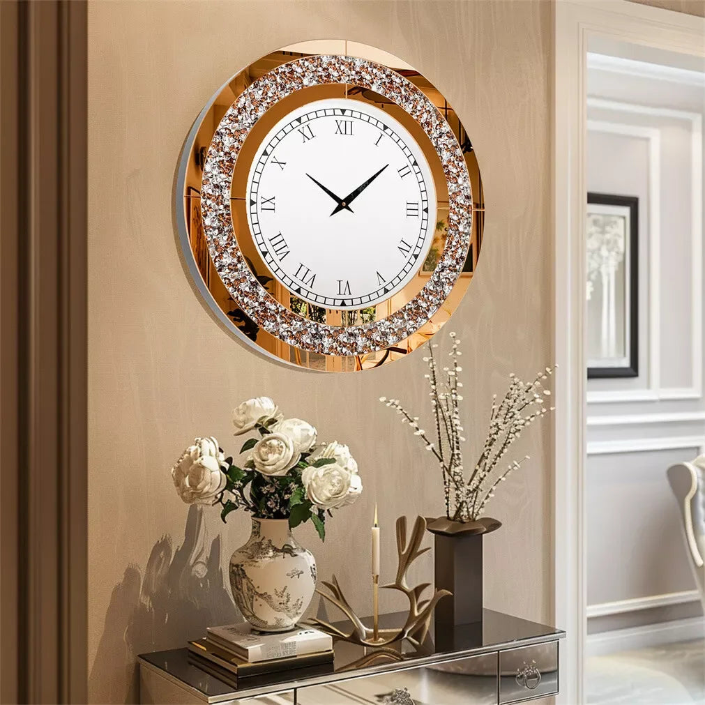 LUVODI 32inch Modern 3D Wall Clock Large Diamond Crystal