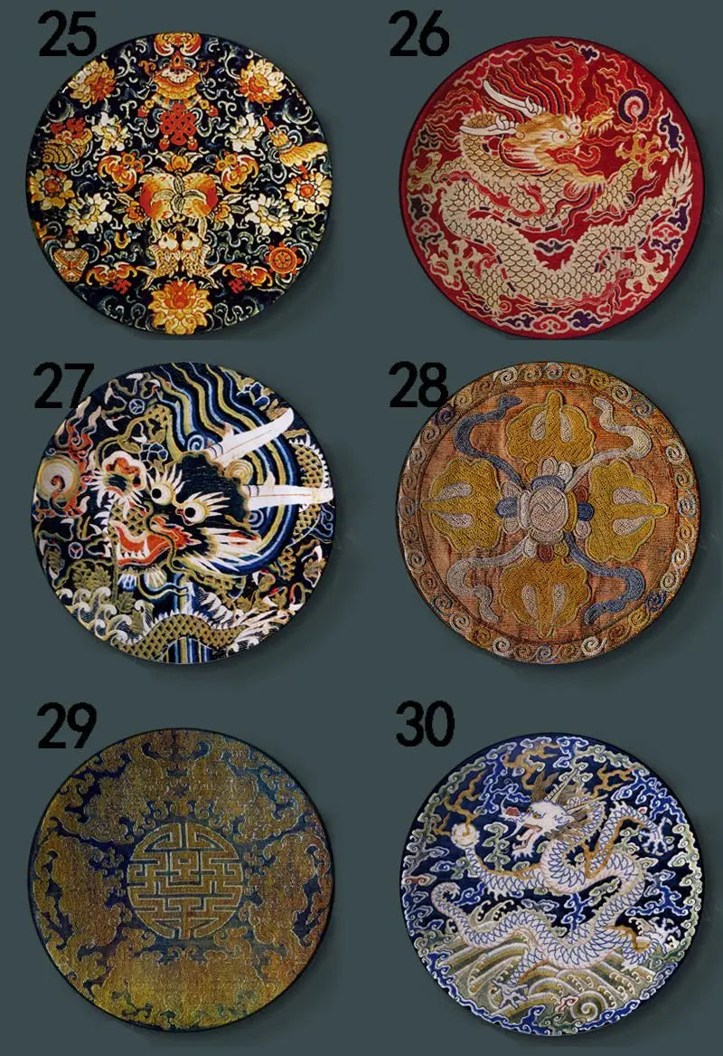 6-8inch Chinese Style Ceramic Plate with Dragon Phoenix