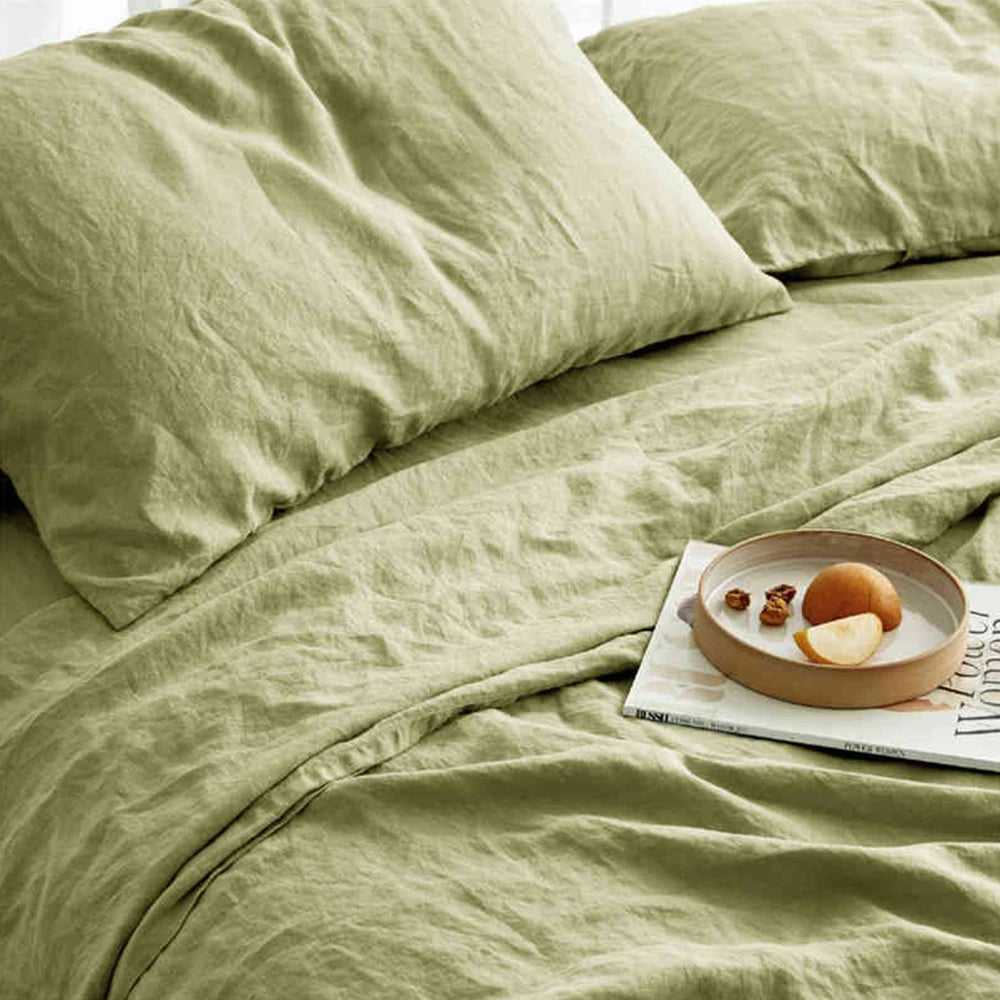 Set of 2 100%Linen Soft Breathable Pillowcase Decorative Square