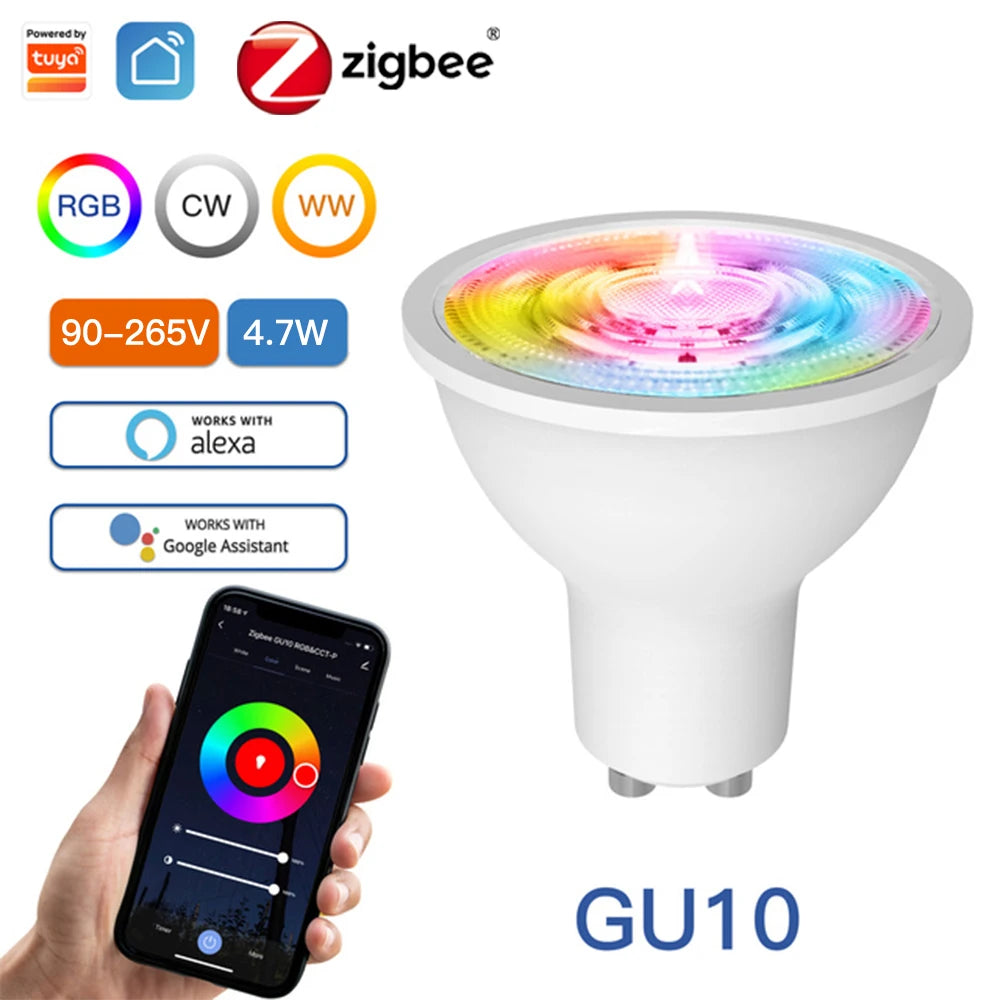 MOES Tuya ZigBee GU10 WIFI Smart LED Bulbs RGB C+W White 5W