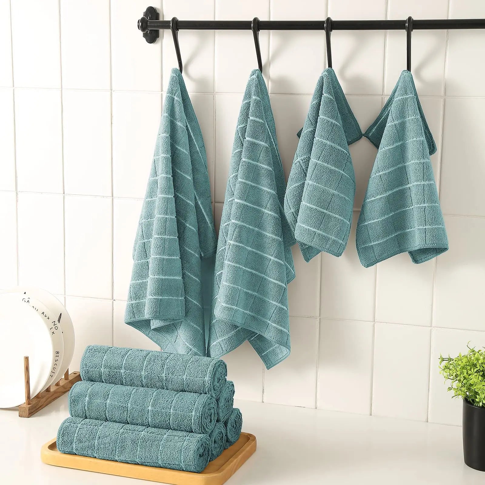 12pcs Microfiber Kitchen Towels and Dishcloths Set