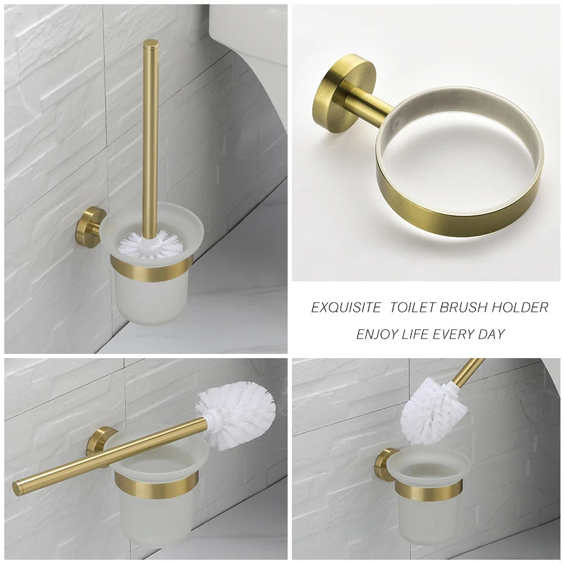 Toilet Brush Holder Wall Mount WC Cleaning Brush Stainless Steel