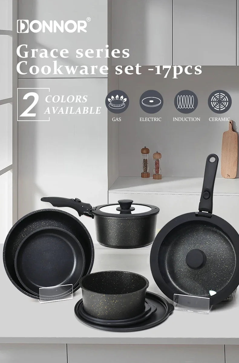 DONNOR Kitchen Pots and Pans Set Cookware Set