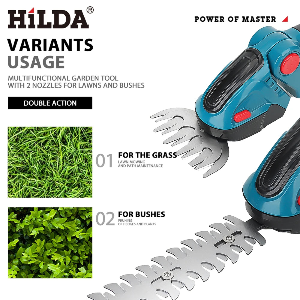 HILDA  2 IN1 Electric Hedge Trimmer Cordless Handheld Weeding