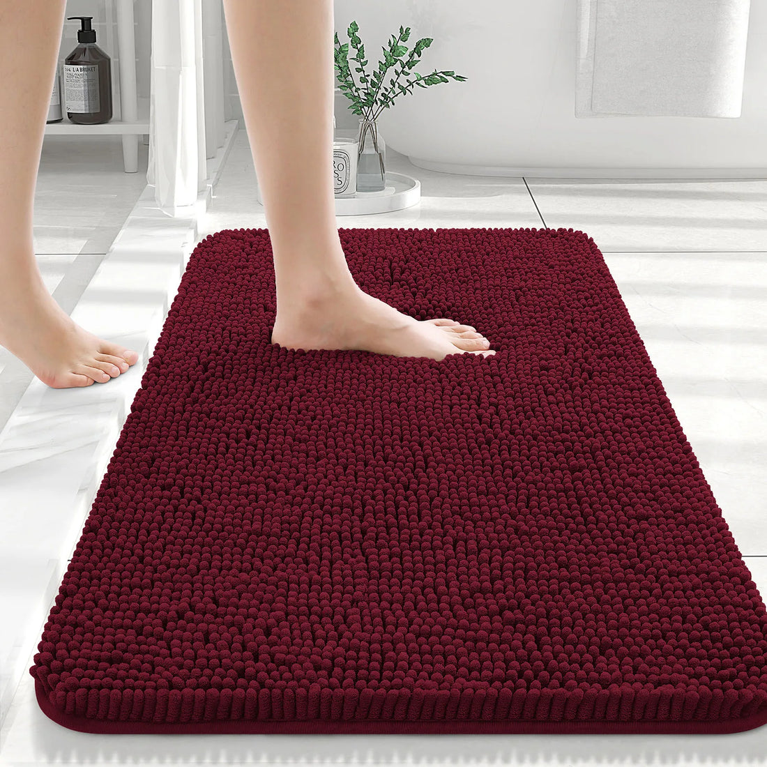HAPIHAPPY New Chenille Bathroom Rug Mat Extra Soft Thick