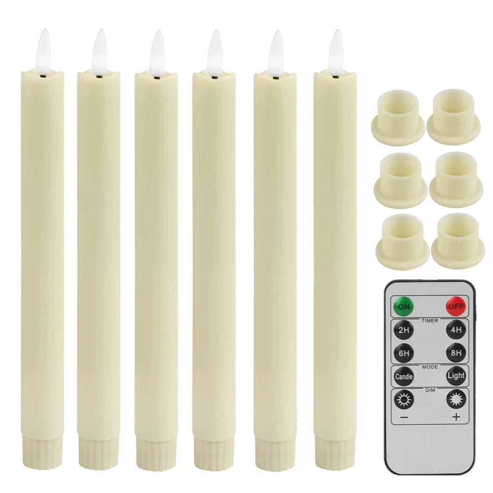 LED Flameless Taper Candles Flickering with 10-Key Remote