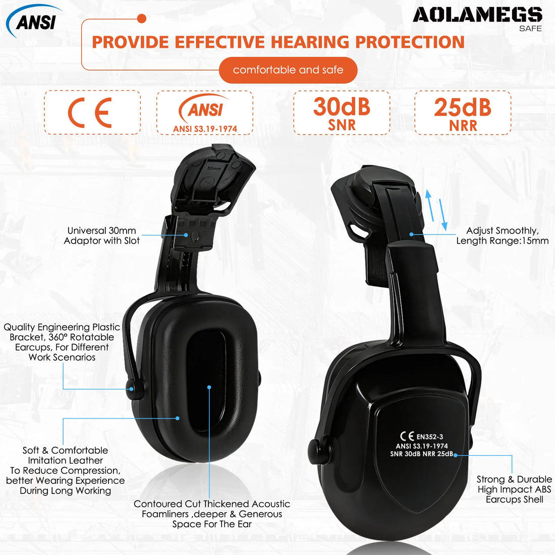 CE Construction Safety Helmet With Visor Built In Goggles
