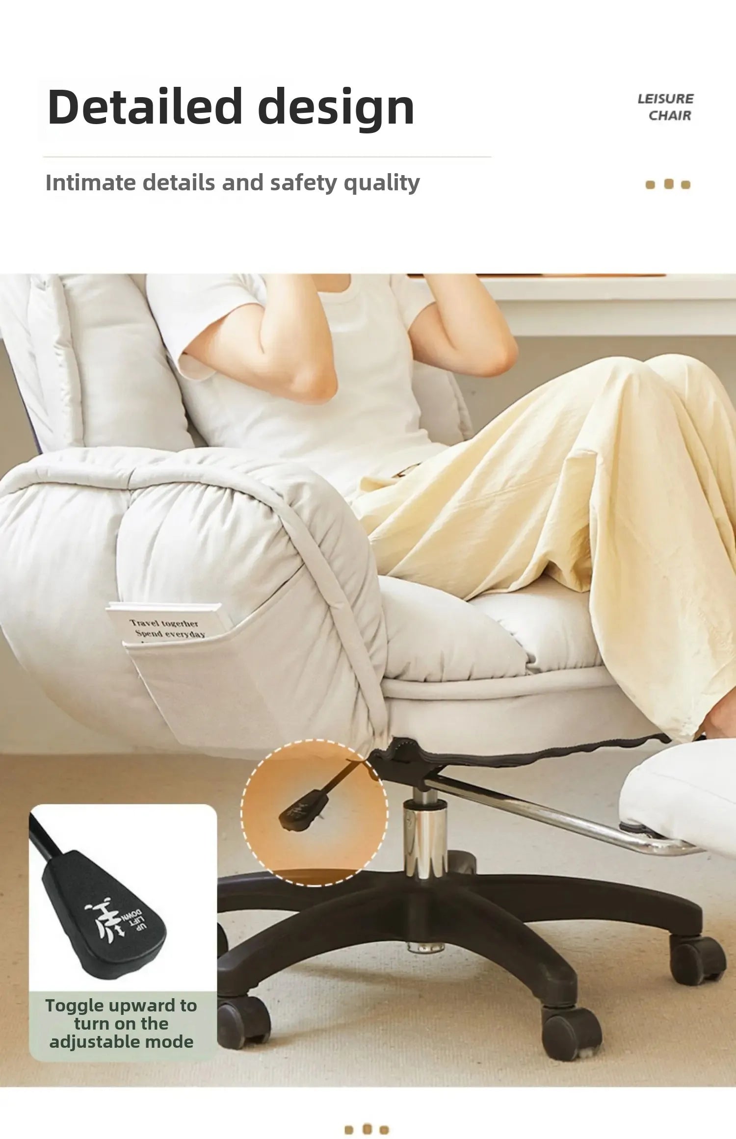 Footrest Wheels Office Chair Kids Velvet