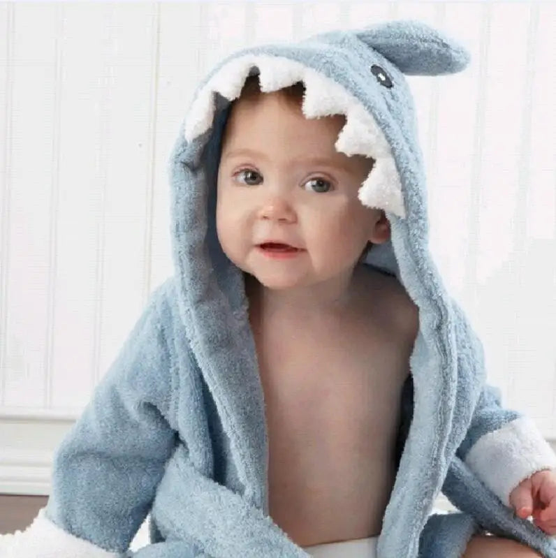 Cotton Baby Robe Bath Towel Cartoon Hoodies Infant Girls Boys Sleepwear