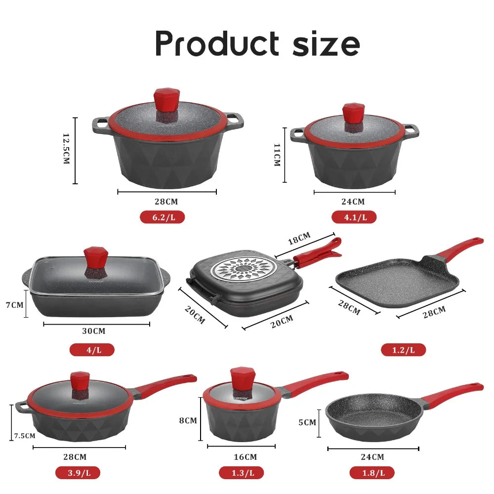 DONNOR 21pcs Pots and Pans Set Medical Stone Cookware Sets