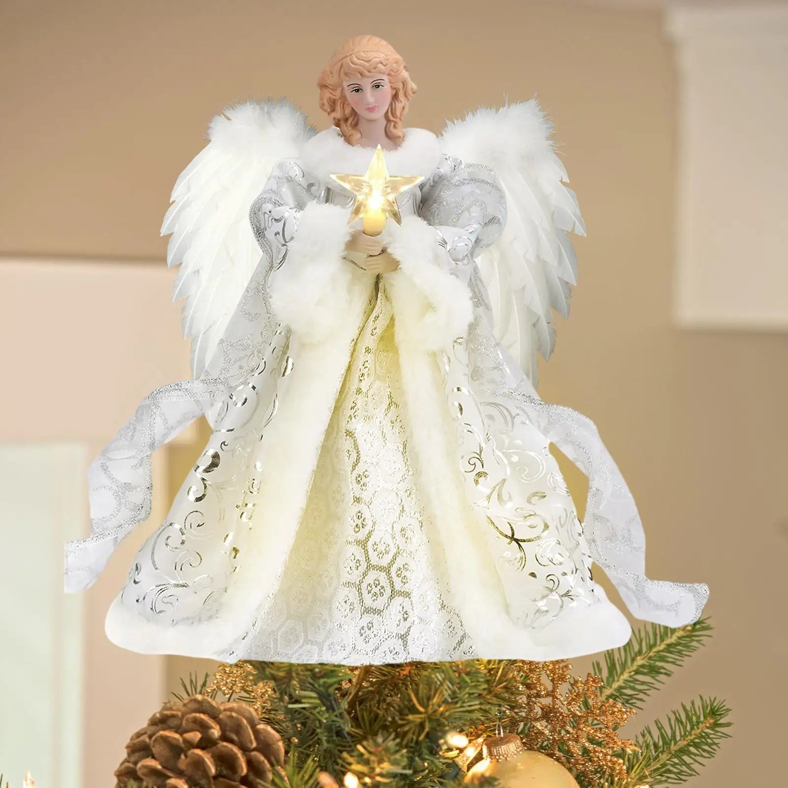 Christmas Tree Angel Topper String Light Ornament Home Decorations 2025