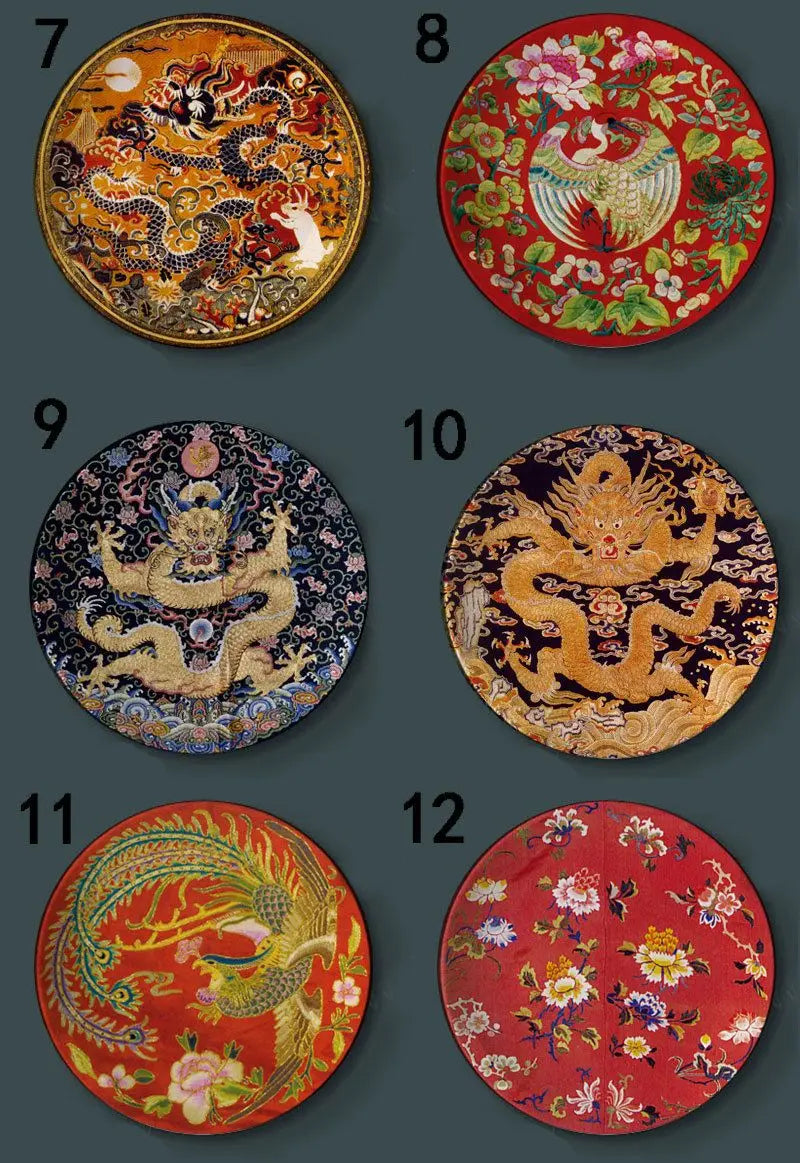 6-8inch Chinese Style Ceramic Plate with Dragon Phoenix