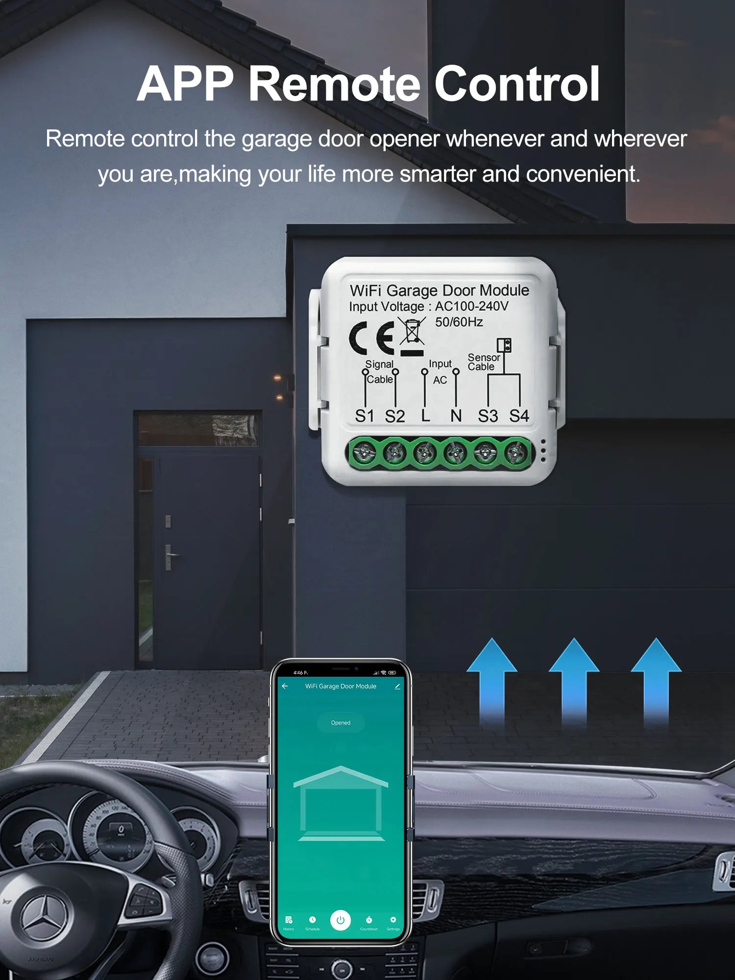 GIRIER WiFi Smart Garage Door Opener Controller Works with Alexa Google