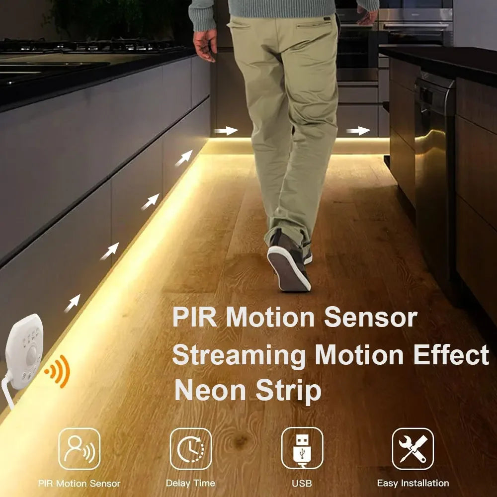 Flowing light strip LED Motion Sensor Light Indoor Under Bed Lights
