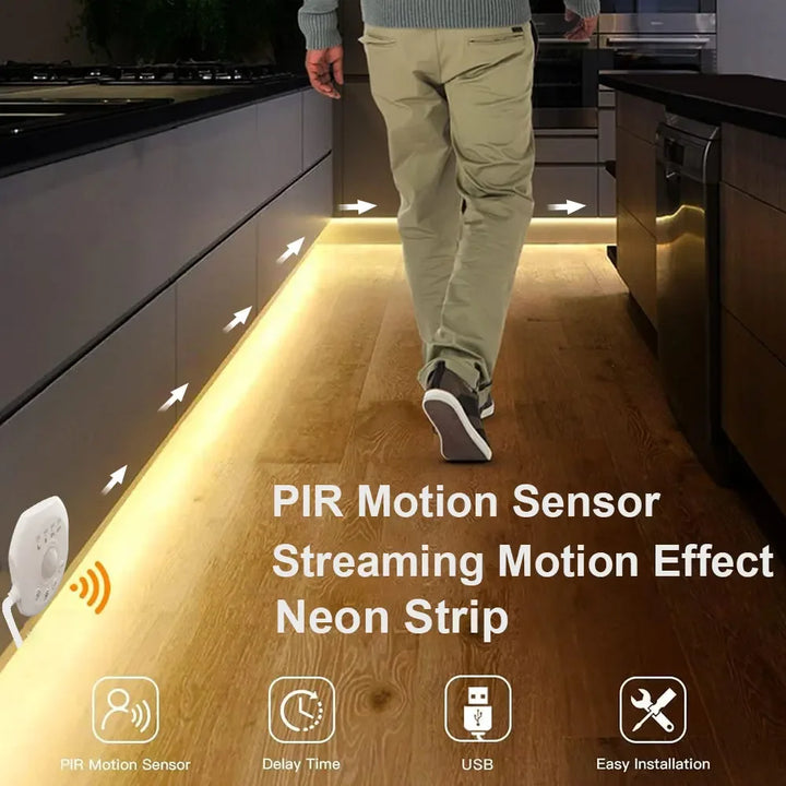 Flowing light strip LED Motion Sensor Light Indoor Under Bed Lights