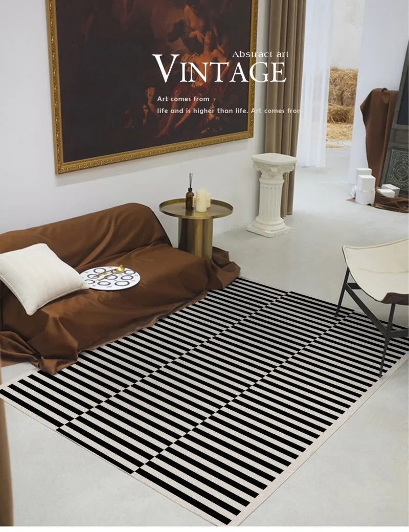 French Retro Rugs for Bedroom Checkerboard Living Room Decoration