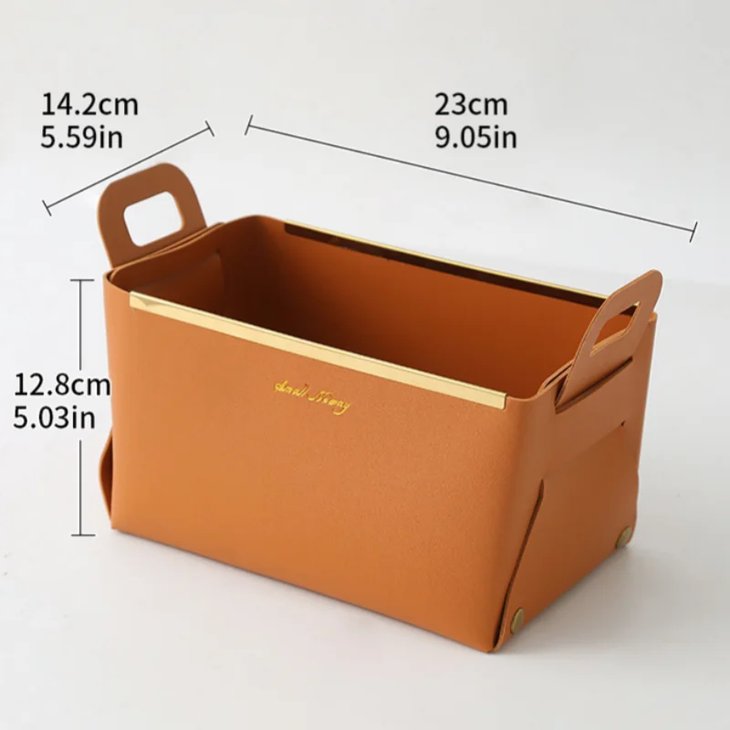 Desktop finishing PU leather storage box