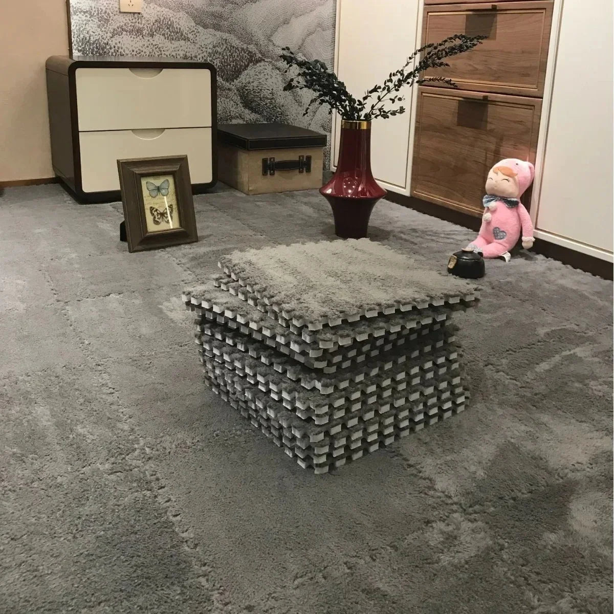 30x30cm Plush Puzzle Foam Floor Mat Creative Fashion Carpet