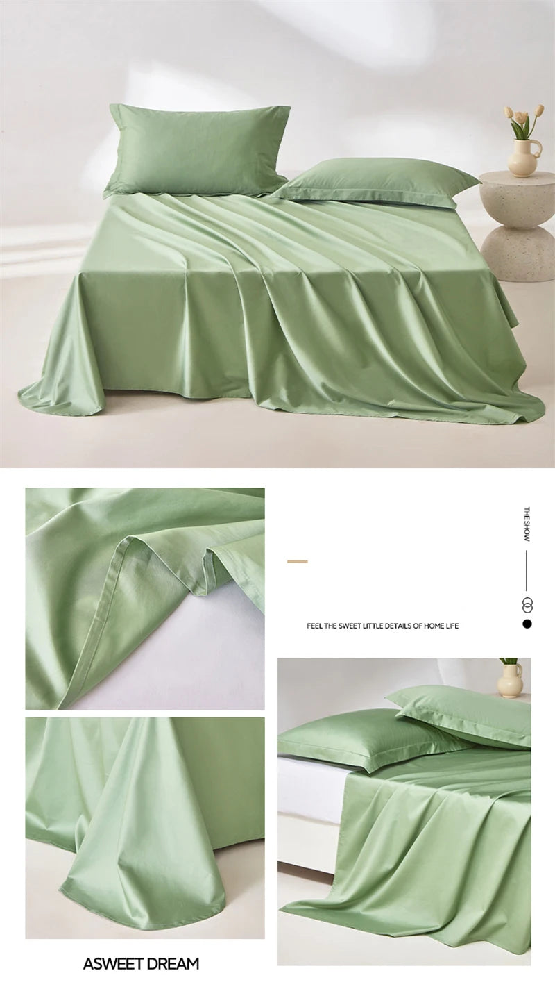 1pc Bed Flat Sheet 100% Egyptian Cotton Solid Color Top Sheets Single Double