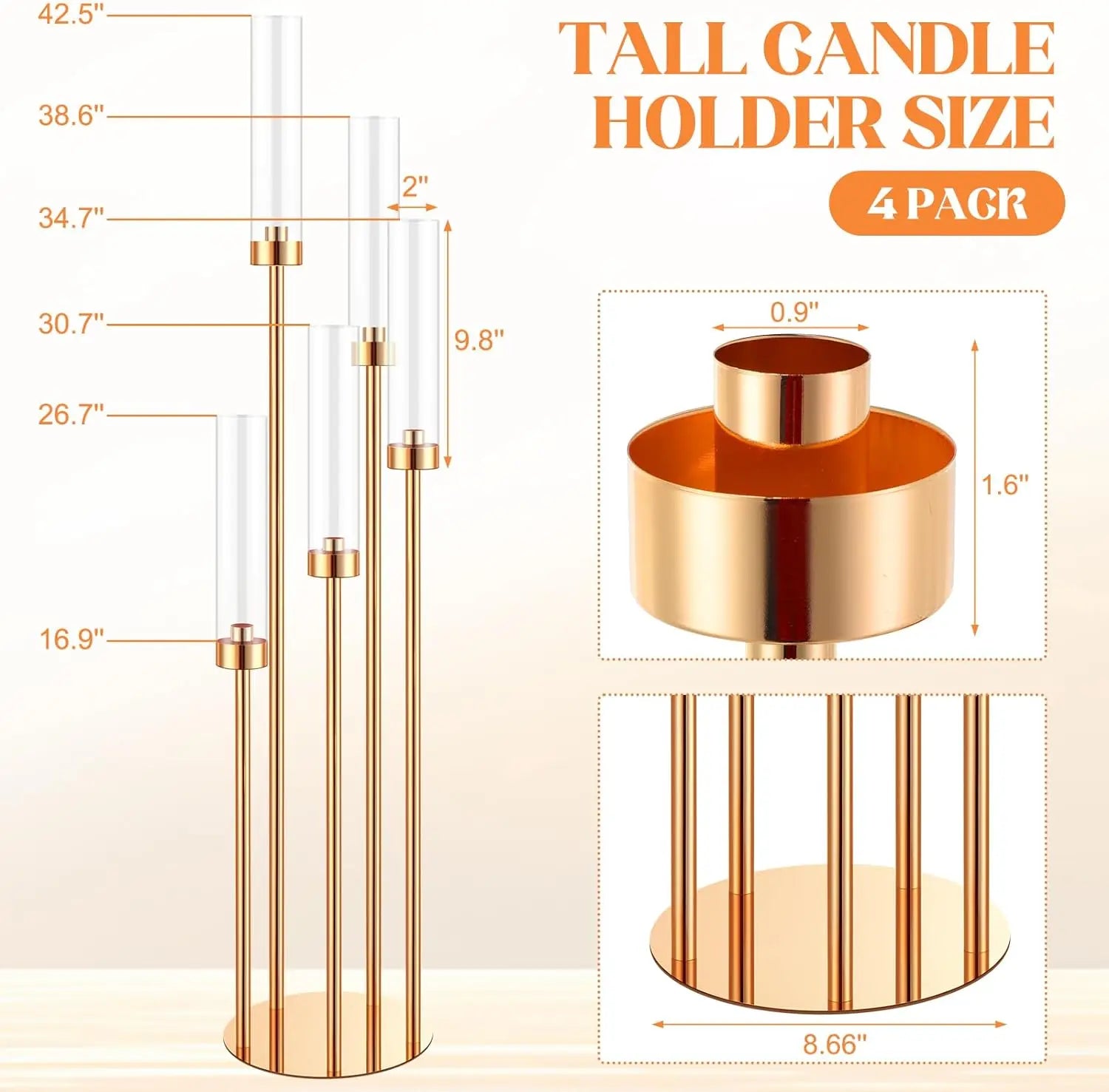 Floor Candelabra 5 Arm 42.5'' Tall Gold Candle Holder