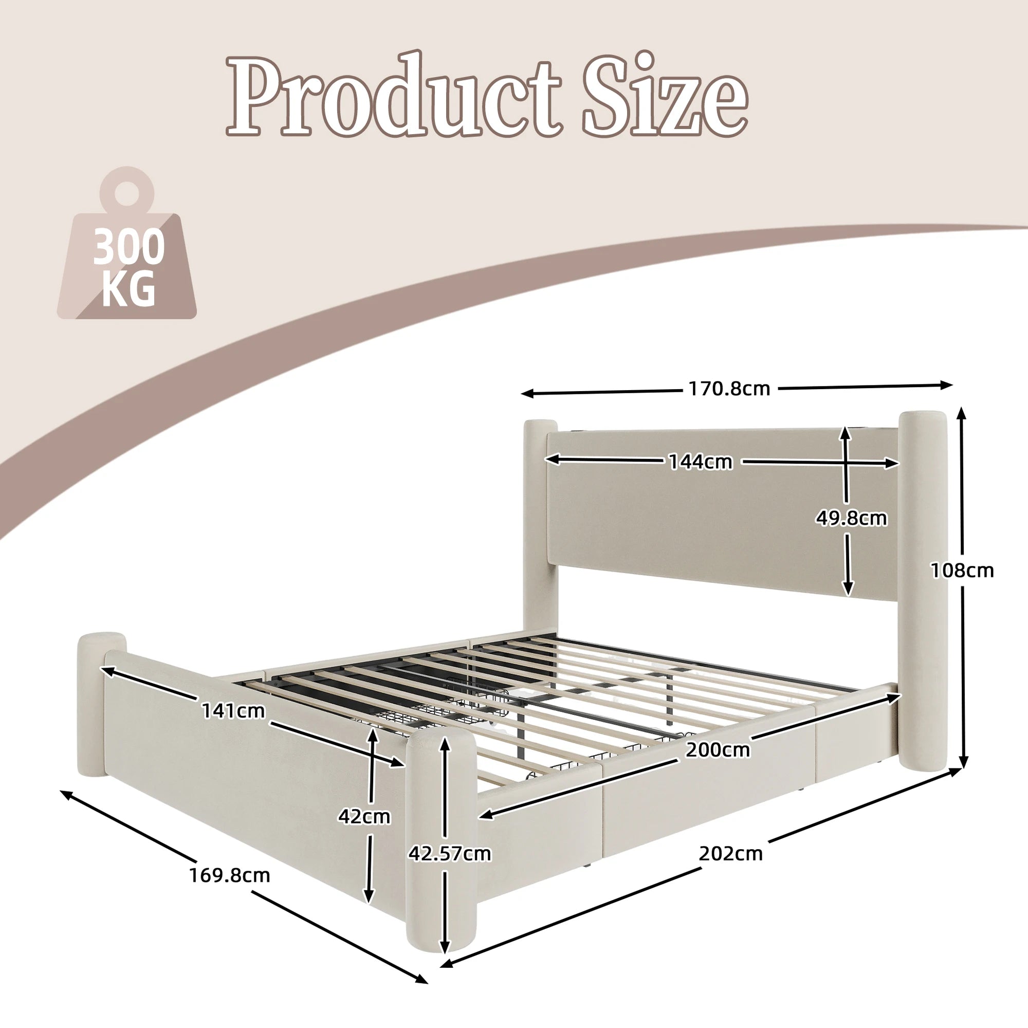 LVHOM Modern 140x200 cm Bed Frame